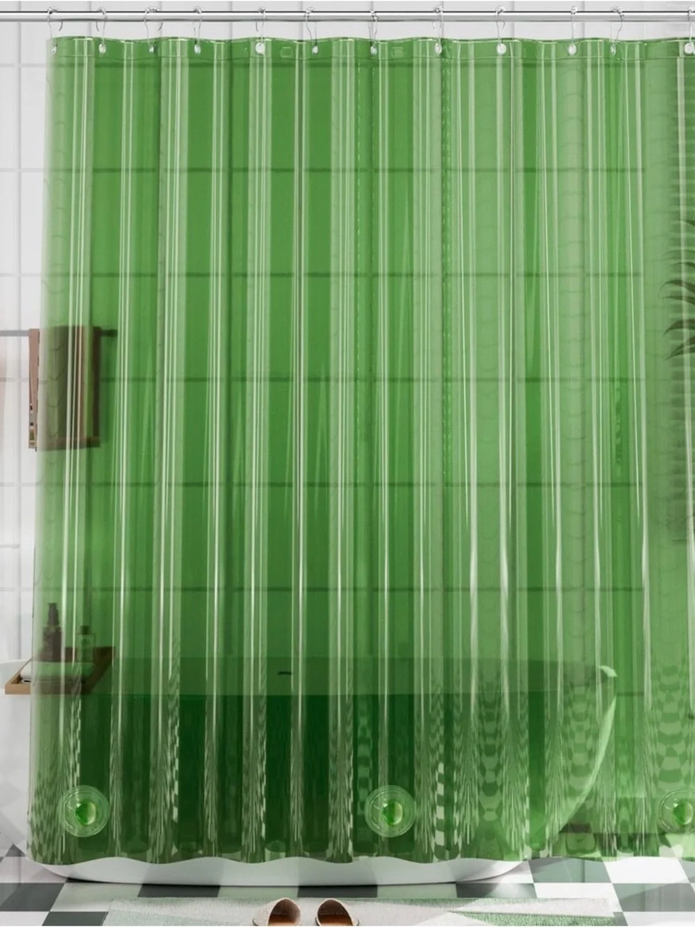 Green Shower Curtain Panel - Classic Transparent Design